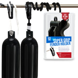 BTG Gear Set of 2 Boat Fender Holder/Adjuster/Hanger, Clips to Rail for Up to 5/8" Marine Bumper Lines