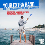 BTG GEAR 5' to 8.5' Marine-Grade Telescoping Boat Pole w/Removable Hook for Docking, Floating, Extra-Strong Aluminum, Boats up to 40ft
