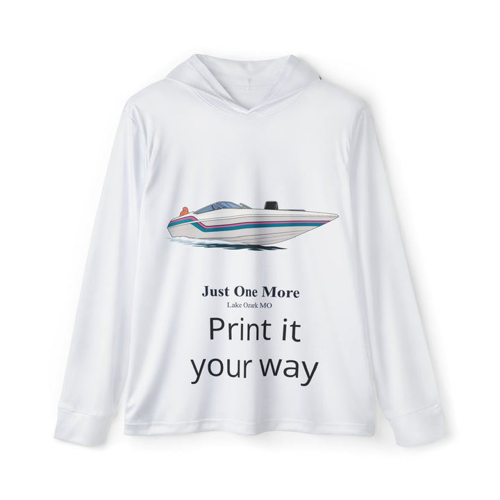Boat Graphic Hoodie — "Just One More" Fishing &amp; Lake Life Performance Hoodie