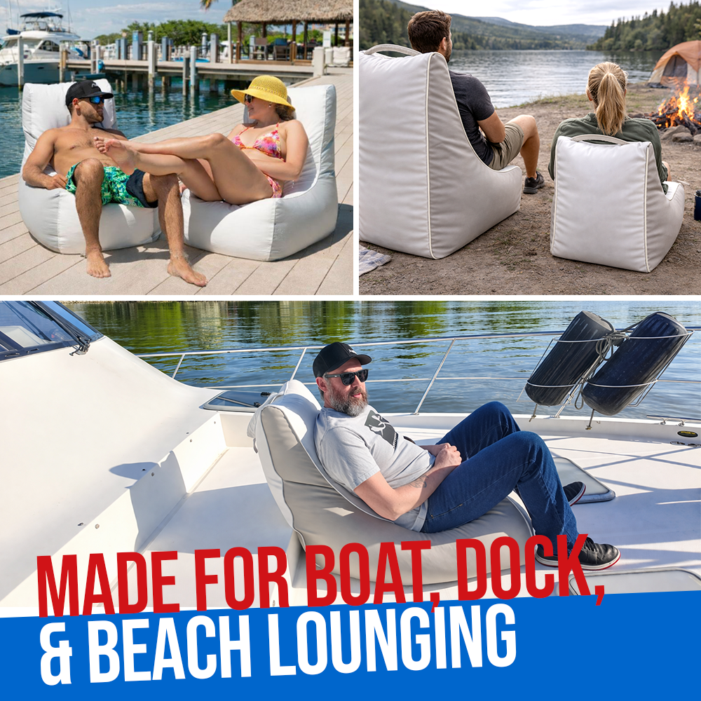 BTG Gear Marine-Grade Bean Buoy Chair for Boats | Waterproof Vinyl Deck Seat Bean Bag