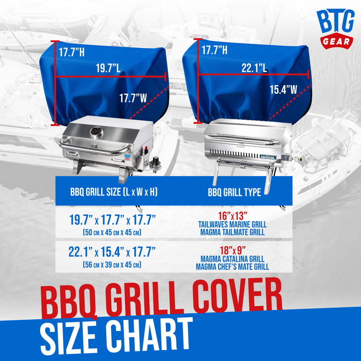 BTG Gear Marine Grill BBQ Cover for 16"x13" and 9"x18" Compatible with Magma Chef&