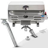 BTG Gear Tailwaves Stainless Steel Portable Propane Marine BBQ Grill w/ Rod Holder Mount (Fold-away legs)