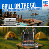 BTG Gear Tailwaves Stainless Steel Portable Propane Marine BBQ Grill w/ Rod Holder Mount (Fold-away legs)