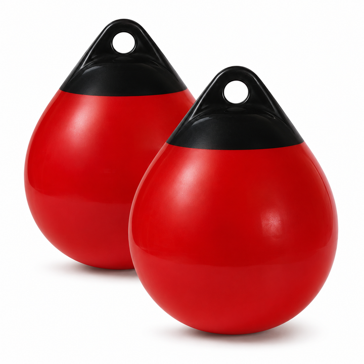BTG Gear Red Boat Mooring Buoys (Set of Two) Round Inflatable Balls for Docking/Fishing/Crab/etc.