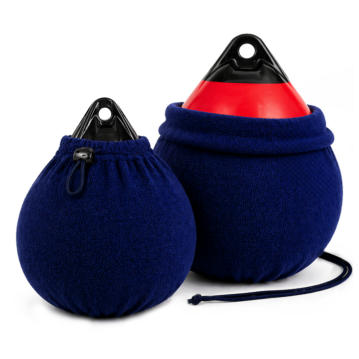 BTG Gear Boat Fleece Fender Bumper Covers for Mooring Buoy, Set of 2 (Navy Blue)