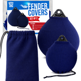 BTG Gear Boat Fleece Fender Bumper Covers for Mooring Buoy, Set of 2 (Navy Blue)