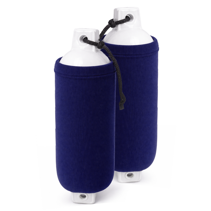 BTG Gear Boat Fleece Fender Bumper Covers for Double Eyed Ribbed Fenders, Set of 2 (Navy Blue)
