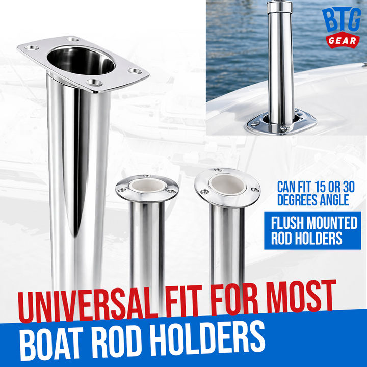 BTG Gear Rod Holder Mount for Boat BBQ for Magma &amp; Tailwaves Marine Grills | Stainless Steel