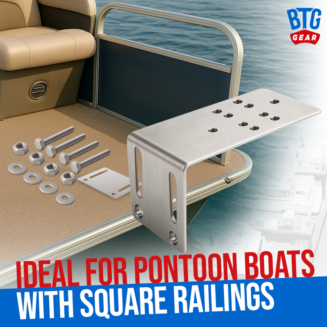 BTG Gear Stainless Steel Boat BBQ Mount Bracket for Pontoon Square Rails