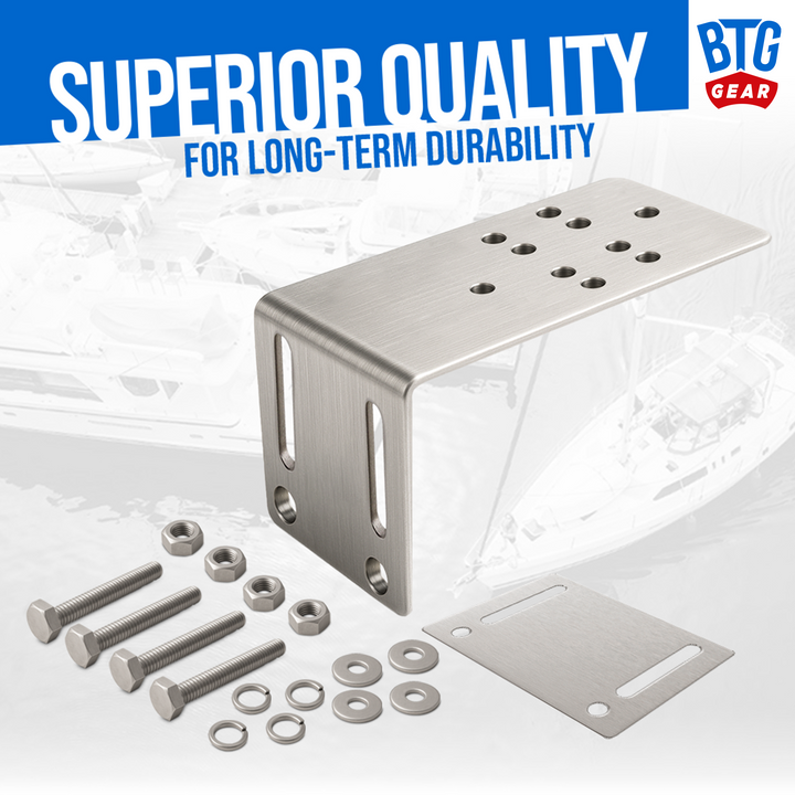 BTG Gear Stainless Steel Boat BBQ Mount Bracket for Pontoon Square Rails