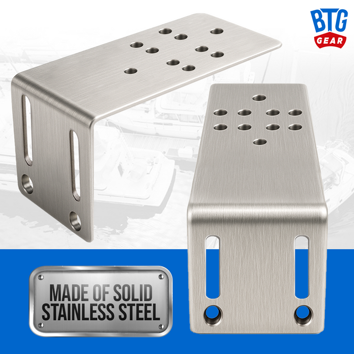 BTG Gear Stainless Steel Boat BBQ Mount Bracket for Pontoon Square Rails