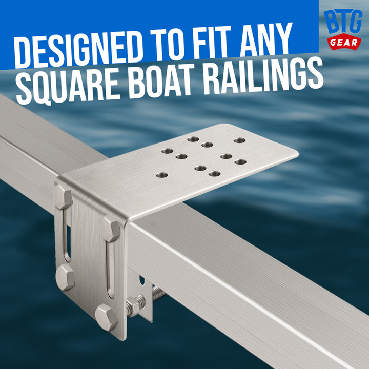 BTG Gear Stainless Steel Boat BBQ Mount Bracket for Pontoon Square Rails