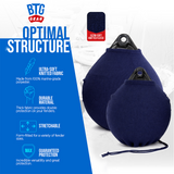 BTG Gear Boat Fleece Fender Bumper Covers for Mooring Buoy, Set of 2 (Navy Blue)