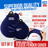 BTG Gear Boat Fleece Fender Bumper Covers for Mooring Buoy, Set of 2 (Navy Blue)