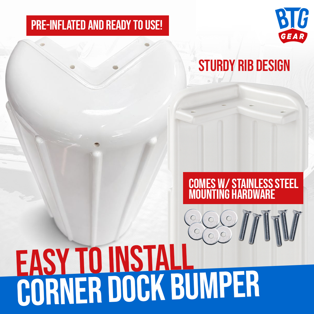 BTG GEAR Heavy Duty Marine Corner Dock Fender Bumper for Edge Corner (Set of 2)