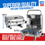 BTG Gear Tailwaves Stainless Steel Portable Propane Marine BBQ Grill w/ Rod Holder Mount (Fold-away legs)