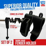 BTG Gear Set of 2 Boat Fender Holder/Adjuster/Hanger, Clips to Rail for Up to 7/16" Marine Bumper Lines