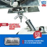 BTG Gear Tailwaves Stainless Steel Portable Propane Marine BBQ Grill w/ Rod Holder Mount (Fold-away legs)