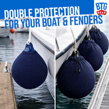 BTG Gear Boat Fleece Fender Bumper Covers for Mooring Buoy, Set of 2 (Navy Blue)