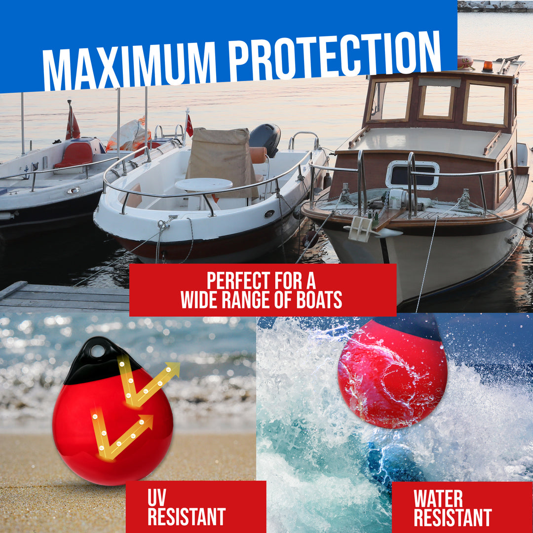 BTG Gear Red Boat Mooring Buoys (Set of Two) Round Inflatable Balls for Docking/Fishing/Crab/etc.