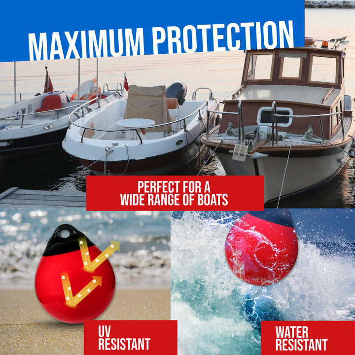 BTG Gear Red Boat Mooring Buoys (Set of Two) Round Inflatable Balls for Docking/Fishing/Crab/etc.