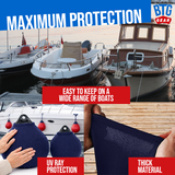 BTG Gear Boat Fleece Fender Bumper Covers for Mooring Buoy, Set of 2 (Navy Blue)