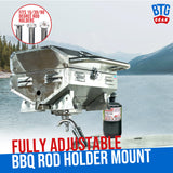 BTG Gear Tailwaves Stainless Steel Portable Propane Marine BBQ Grill w/ Rod Holder Mount (Fold-away legs)