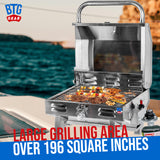 BTG Gear Tailwaves Stainless Steel Portable Propane Marine BBQ Grill w/ Rod Holder Mount (Fold-away legs)