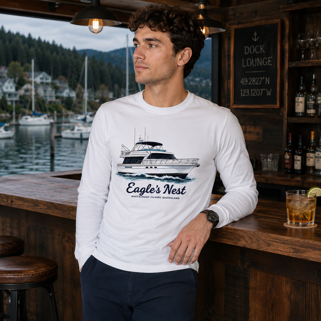 Boat Graphic Long Sleeve Tee - Personalized With Your Boat