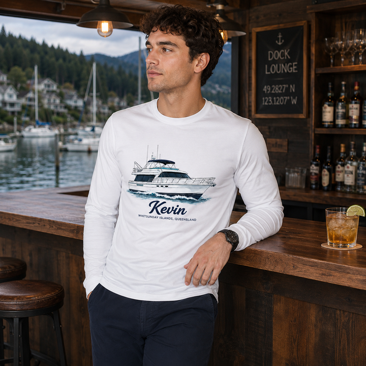 Boat Graphic Long Sleeve Tee - Personalized With Your Boat