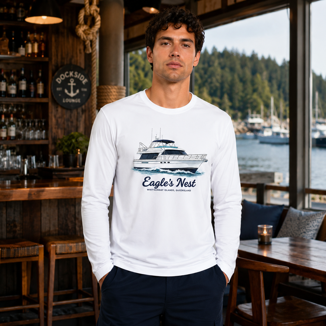 Boat Graphic Long Sleeve Tee - Personalized With Your Boat