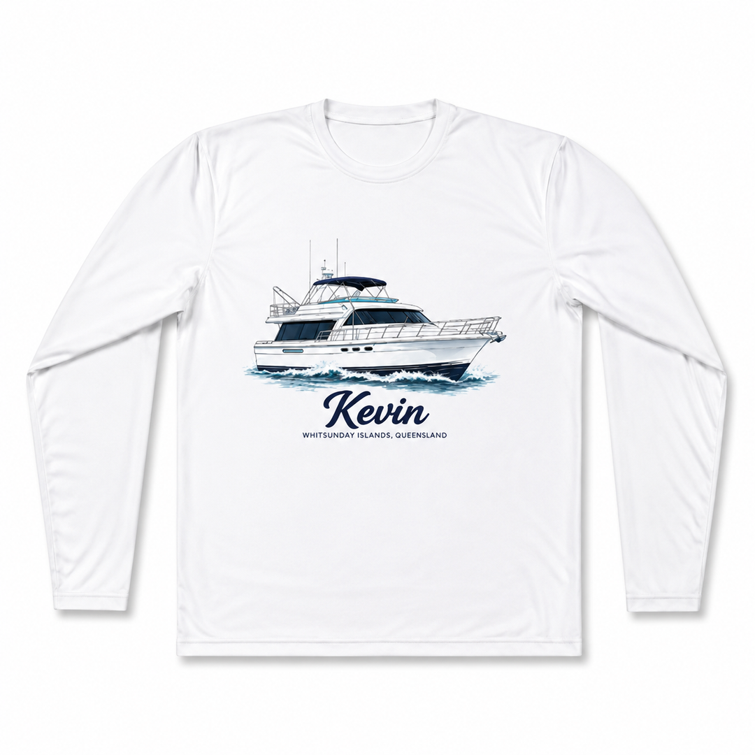 Boat Graphic Long Sleeve Tee - Personalized With Your Boat
