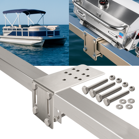 BTG Gear Stainless Steel Boat BBQ Mount Bracket for Pontoon Square Rails