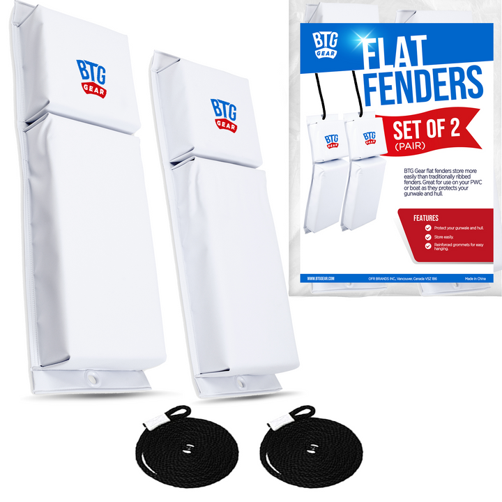BTG Gear Vinyl PWC Boat Fenders (Set of 2) 18"x6"x2.5" for Jet Ski, Sea doo, Powerboat with 6&