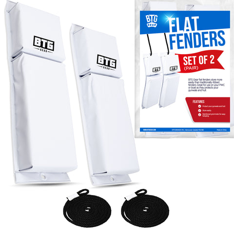 BTG Gear Vinyl PWC Boat Fenders (Set of 2) 18"x6"x2.5" for Jet Ski, Sea doo, Powerboat with 6' Fender Lines