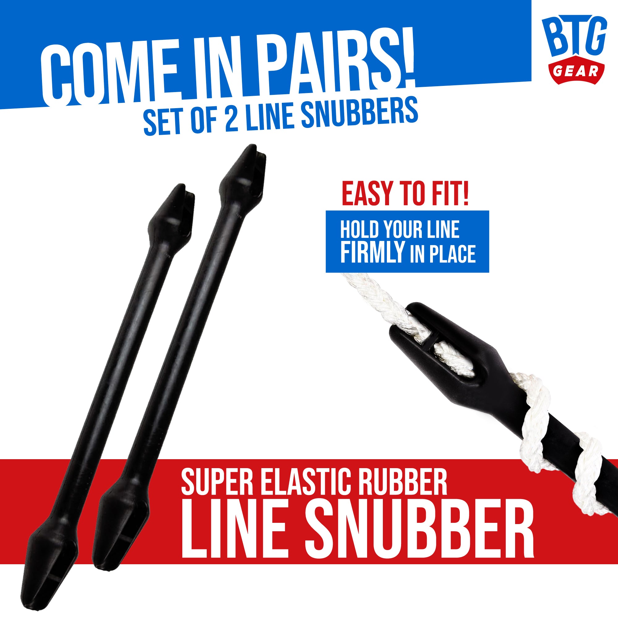 BTG Gear Pair/Set of 2 (Two) Heavy-Duty Boat Dock Line Rubber Snubbers/Shock Absorber, for 1/2