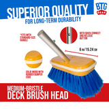 BTG Gear Medium Thickness Snap Button Boat Deck Brush for Cleaning Hull/Railings