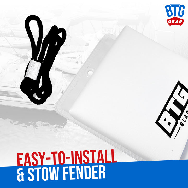 BTG GEAR Pair/Set of 2 (Two) Marine-Grade Vinyl PWC Boat Fenders in White, 18"x6"x2.5" for Jet Ski, Seadoo, Powerboat with 6&