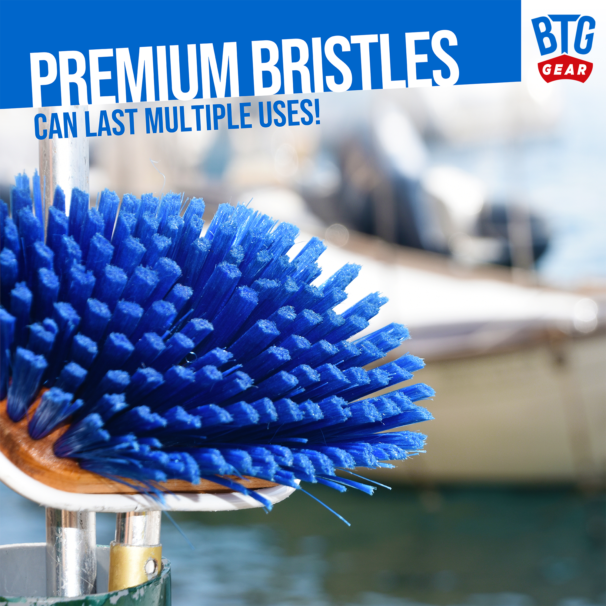 BTG Gear Medium Thickness Snap Button Boat Deck Brush for Cleaning
