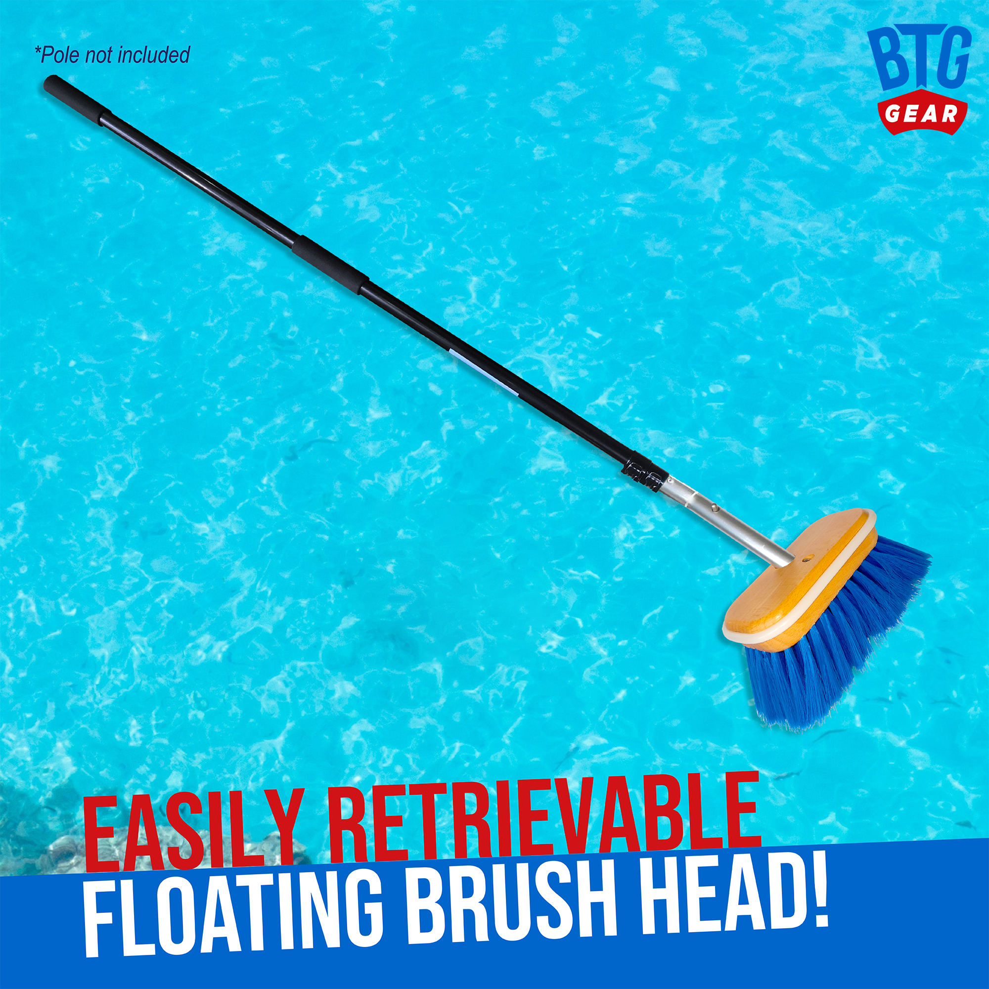 BTG Gear Medium Thickness Snap Button Boat Deck Brush for Cleaning Hull/Railings