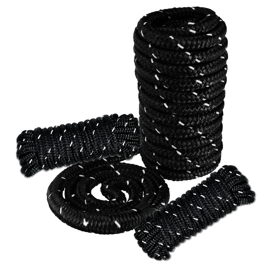 BTG Gear Heavy Duty Marine-Grade Double Braided Reflective Nylon Dock LINE KIT (Three Ropes) - Boats up to 36&
